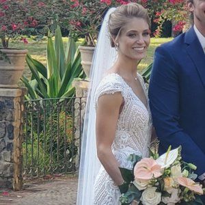 Crystal Embroidered Wedding Veil with Scallop Hem